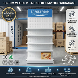 Factory Direct Custom Heavy Duty Double-Sided <strong>White</strong> Metal Supermarket <strong>Shelf</strong> Gondola Shelving <strong>Unit</strong> for Mexico Retail Store - Product Image 1