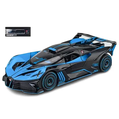 Nuovo modello di auto in lega 1:24 Bugatti meteora del fuoco spray back force giocattolo sportivo auto musica modello collezione di ornamenti