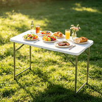 Table pliante rectangulaire en plastique blanc, empilable, gain de place, application multi-scènes