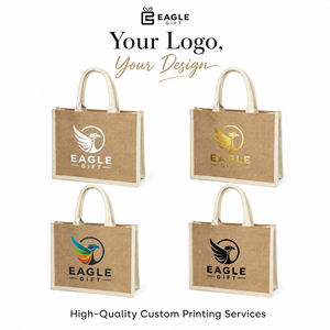 กระเป๋าผ้าปอกระเจาแฟชั่นพิมพ์ลายตามสั่ง SH-EG คุณภาพสูง ขายส่ง เป็นมิตรกับสิ่งแวดล้อม สีพื้น วัสดุเปิดปิดแบบง่าย สำหรับการช้อปปิ้ง - Product Image 2