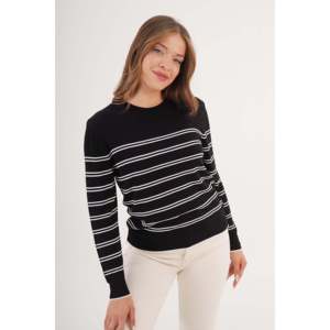 Suéter de Punto Negro al por Mayor para Mujer, Cuello Redondo, Estilo Coreano, Estampado Dulce, Delgado, con Decoración de Botones para la Temporada de Otoño - Product Image 5