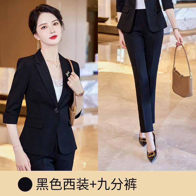 Black suit cropped trousers