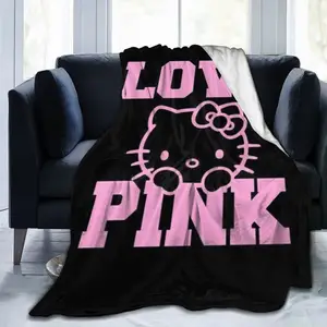 New DIY Blanket Fleece Digital Printed 3D Photo White Sublimation Customize Kawaii Hallo Kitty Flannel Fleece Baby Blanket