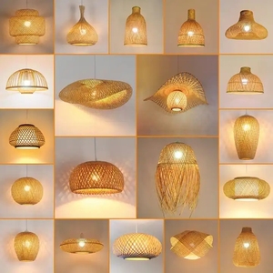 Lampade a Sospensione Artigianali Retrò in Rattan e Bambù, Decorazione per Hotel e Ristoranti, Lampadari Intrecciati - Product Image 3