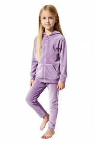 Pijamas de Forro Polar para Niñas Te453r, Manga Larga, Color Sólido, Suaves y Cómodas, Ropa de Dormir de Invierno para Niños - Product Image 1
