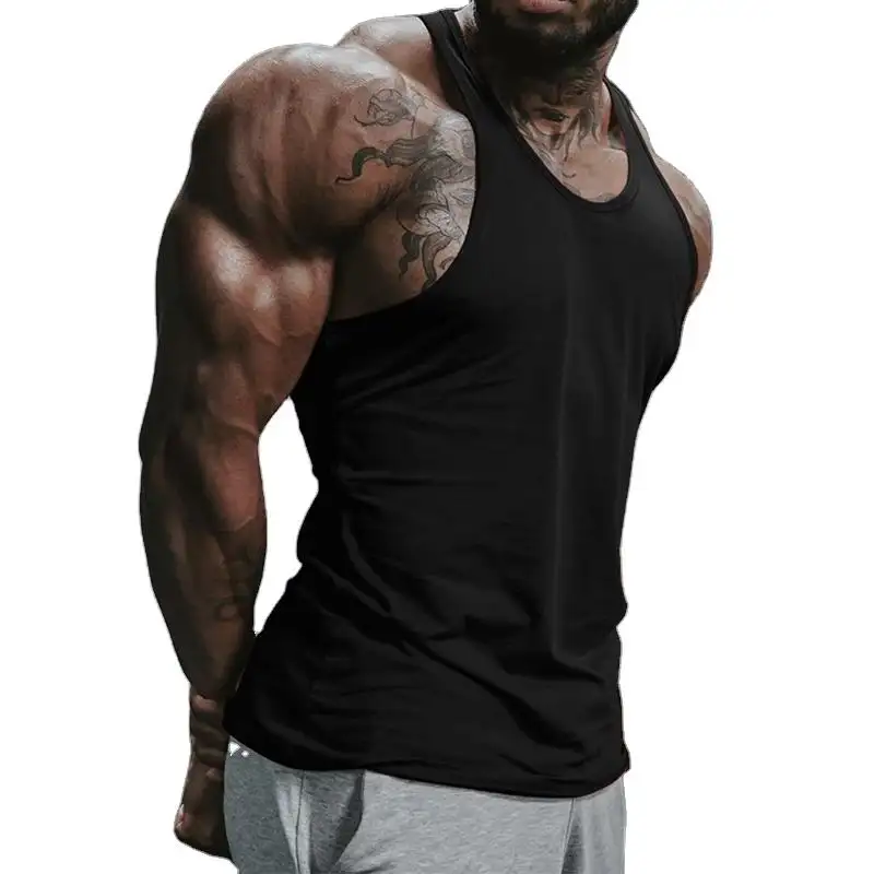 Vente en gros pas cher prix personnalisé 100% coton hommes Stringer débardeur musculation Gym débardeur