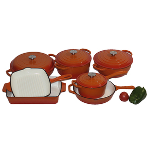 Bộ nồi chảo men đỏ cao cấp 7 món, gồm nồi gang hình <span class=keywords><strong>oval</strong></span> và tròn - Product Image 6