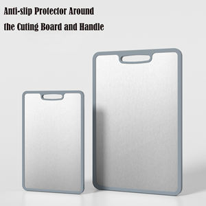 YOULIKE Grande planche à découper double face en acier inoxydable 304/316 argentée avec bord antidérapant, compatible lave-vaisselle, ustensile de cuisine - Product Image 3