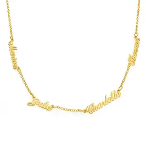 Collar de acero inoxidable para mujer, placa con nombre personalizado múltiple, oro de 18 quilates, Vermeil Heritage, 2023