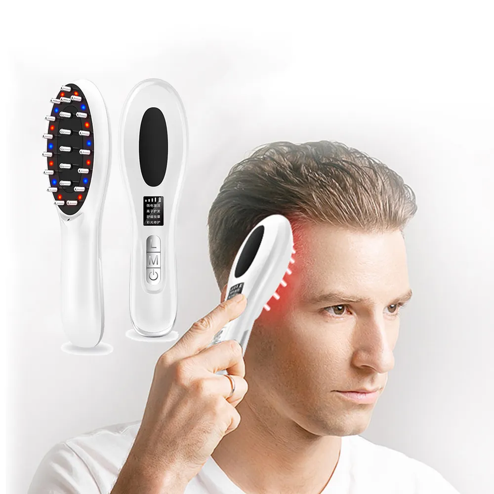 Nano sprey başlığı masaj elektrikli led ışık terapisi saç bakımı saç büyüme tarak masaj tarak