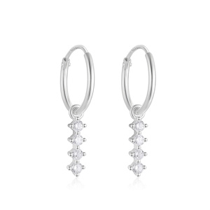 Vente en gros d'usine, boucles d'oreilles longues en argent sterling 925 avec zircon, plaquées argent pour femmes - Product Image 1