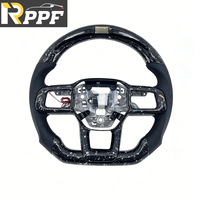 Volant en fibre de carbone forgée argentée avec éclairage LED pour Ford Mustang GT 2024 2025 2026
