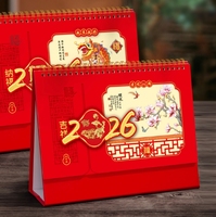 Calendrier de table en papier rouge pour l'année du Cheval 2026, décoration de bureau, cadeau promotionnel publicitaire pour le Nouvel An