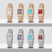 Montre à quartz rectangulaire de luxe pour femme, modèle 1737, avec bracelet en acier inoxydable et logo personnalisable