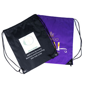 Polyester Front Pocket Drawstring Bag With Zipper Puller Locking Toggle - Product Image 3