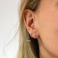 ROXI Nouveauté Boucles d'oreilles tendance en argent sterling S925 de 8 mm avec micro-incrustation de turquoise, bijoux de personnalité