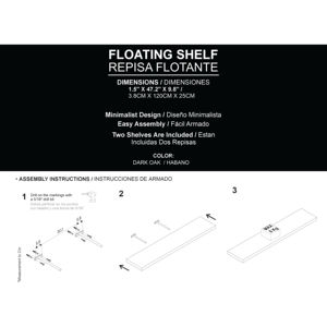 Greer <b>Floating</b> Shelf In Melamine Dark Oak X2 Wall Display Shelves - Product Image 5