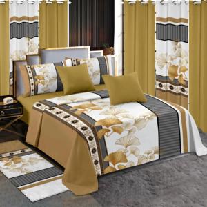 Ensemble de literie de luxe 13 pièces pour lit king-size, directement de l'usine, avec drap-housse, rideaux assortis et tapis - Product Image 1