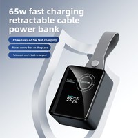 Power Bank Multi-Port 65W PD Pengisian Cepat 20000mAh dengan Kabel Type-C yang Dapat Ditarik, Layar TFT untuk Laptop, Ponsel, Tablet