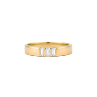 Art Deco Baguette Labor-Diamant Minimalistischer Drei-Stein-Ring 10K 14K 18K Massivgold Ehering Stapelbarer Jubiläumsring