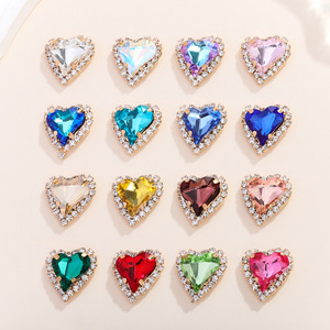 Nantong Rhinestones Heart Crystal <b>Buttons</b> With Rhinestone Edging For Wedding Dress DIY Jewelry Accessories - Product Image 1