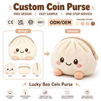Sac à dos unisexe en peluche de coton PP personnalisé à faible MOQ, motif pain vapeur, doux, en forme de nourriture, pochette zippée, porte-monnaie, promotion restaurant, CE
