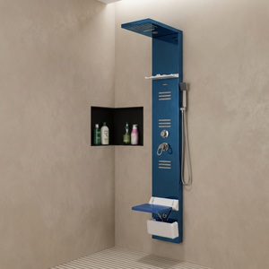 Panel de ducha de pared de acero inoxidable con cascada, columna de ducha, torre de masaje con chorros corporales y paneles de ducha LED - Product Image 1