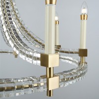 Lustre moderne de luxe en cuivre pour la décoration de la maison, salon, chambre à coucher, villa américaine, cube de cristal rond, ligne plate