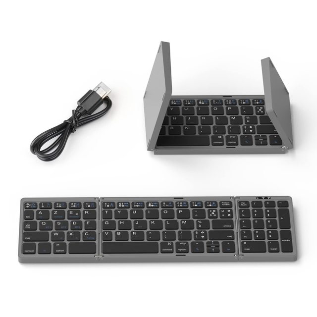 Portable Thin Foldable Tablet Keyboard Custom BT Mini Wireless Keyboard for Windows Membrane Plastic Portable Thin Foldable