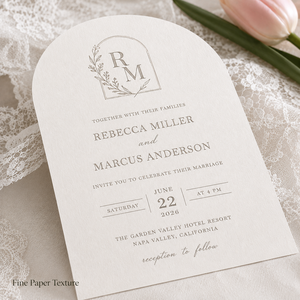 Invito Matrimoniale Boho Minimalista Personalizzato, Forma ad Arco Senza Tempo con Iniziali Personalizzate e <span class=keywords><strong>Tipografia</strong></span> Elegante - Product Image 6