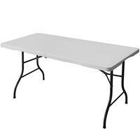 Vente en gros Table pliante blanche pour jardin extérieur en plastique Table rectangulaire pour fêtes Mariage Chaises pliantes en plastique
