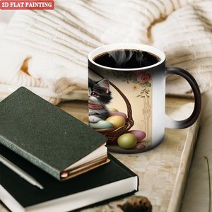 Mug à sublimation artisanal 11oz en céramique noire givrée, tasse magique changeante de couleur à la chaleur - Product Image 3