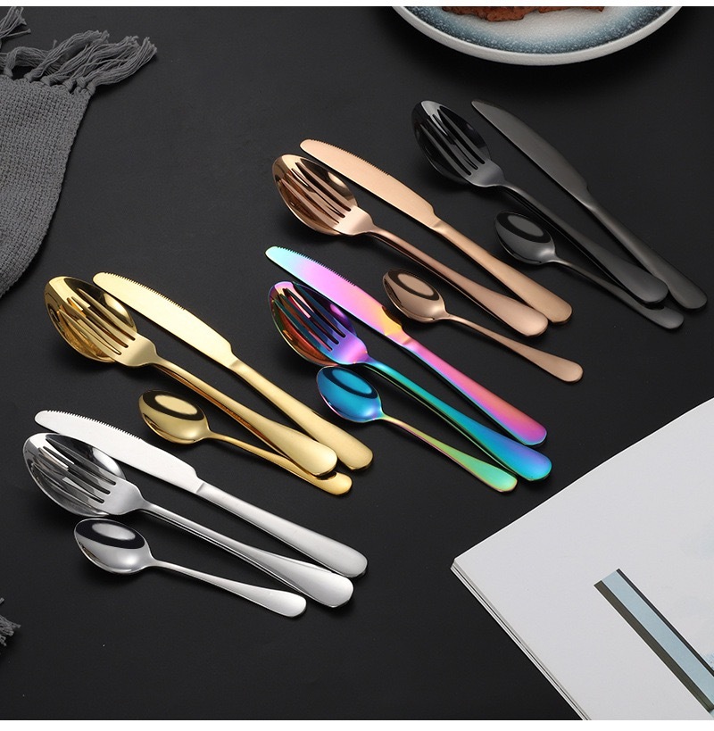 Customizable 24-Piece Luxury Modern Stainless Steel 18/0 Flatware Set Mirror Gold Polishing Wedding Knife Spoon Fork · image 5