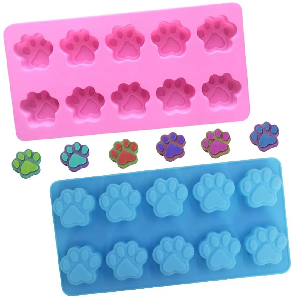 10 cavités chien patte en forme de Silicone moule chien chat Animal patte glace bonbons chocolat moule de cuisson