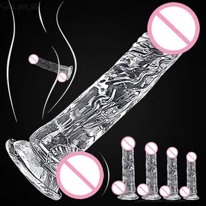 ALWUP Transparent Jelly Dildo Use in Various Scenarios Suction Cup Wholesale Adult Sex Toys for Women Beginners