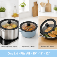 2026 Smartpan Couvercle de casserole en verre trempé de qualité supérieure avec bouton en silicone
