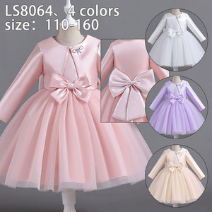 Abito da Battesimo <span class=keywords><strong>per</strong></span> Bambina in Raso con Perline e <span class=keywords><strong>Uncinetto</strong></span>, Stile Principessa, Maniche Lunghe, Lunghezza alla Caviglia, Elegante e Formale - Product Image 3