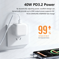 Cargador Rápido Eléctrico Tipo-C PD 3.0 de 1m y 40W, Adaptador de Corriente USB-C para Portátil y para 17/16/15/14/13/12 Pro Max, Precio de Fábrica