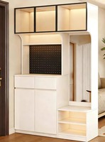 Meuble à chaussures moderne en panneau mélaminé personnalisé, intégré au mur, pour l'entrée, rangement mural pour le salon