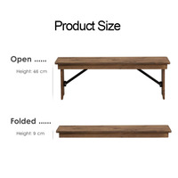 Table pliante portable en bois brun rétro, banc pliant en bois massif, table et chaises de salle à manger