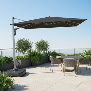 Nuevo Sombrilla <span class=keywords><strong>de</strong></span> Patio Pequeña Tipo Cantilever <span class=keywords><strong>de</strong></span> Aluminio con Estructura con Recubrimiento en Polvo, Modelo Roma, 360 °   Base para Hotel <span class=keywords><strong>de</strong></span> Jardín - Product Image 1