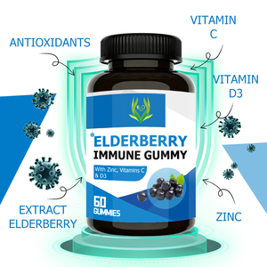 Hot Selling Elderberry Immune Gummy with Zinc Vitamin C D3 Extract Elderberry Immune Support Promotes Antioxidants <b>Supplement</b> - Product Image 5