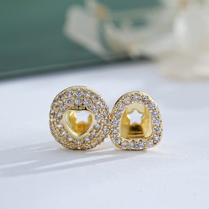Grillz Cœur Doré en Zirconium, Design Creux, Ornement Dentaire de Fête Unisexe - Product Image 4