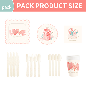 Ensemble de vaisselle DAMAI pour la Saint-Valentin, assiettes en papier pour la Saint-Valentin, assiettes et serviettes pour fête romantique, 8 personnes - Product Image 6