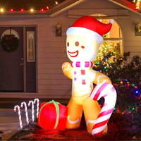 Pain d'épice gonflable personnalisé en usine de 8 pieds décoré avec des lumières LED décorations extérieures de patio de Noël