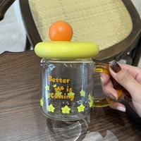 Taza de Vidrio con Diseño de Dibujos Animados, Linda y Hermosa, de Alto Valor Estético, Ecológica, Resistente al Calor, Taza de Agua para el Hogar, Estilo Inglés Creativo