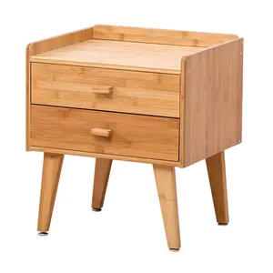 Armazenamento Moderno 2-Tier Pequeno Armário Quarto Mesa De Cabeceira De Bambu Gaveta Mesa De Cabeceira Mesa De Cabeceira Mesas Laterais