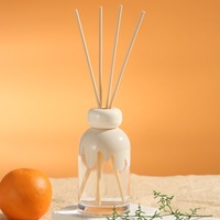 Diffuseur de roseaux en verre rond de 120 ml au design unique, impression de logo personnalisée, rayures, décoration d'intérieur, bouchon à visser imprimé à l'écran