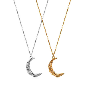 Trendy Crystal Pave Moon <strong>Star</strong> Pendant Zircon Crescent Necklace 18k Gold Plated Stainless Steel <strong>Italian</strong> Horn Necklace Jewelry - Product Image 2