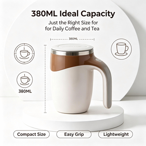 Taza <span class=keywords><strong>de</strong></span> Café Autoagitadora, Mezcla Eléctrica con un Toque, 380 ml, Interior <span class=keywords><strong>de</strong></span> Acero Inoxidable 304, Moldeada por Inyección, para Cocina y Viajes - Product Image 4